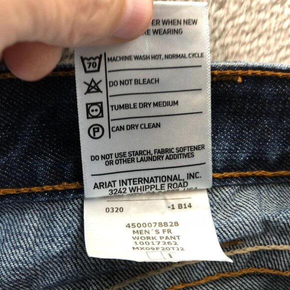 Ariat Mens Work Jeans Size 34/30 Flame-Resistant Low Rise M4 Boot Leg Cotton - Picture 14 of 16